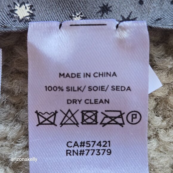 NWT Ann Taylor Silk Square Scarf Celestial Moon Stars Butterflies - Picture 12 of 12